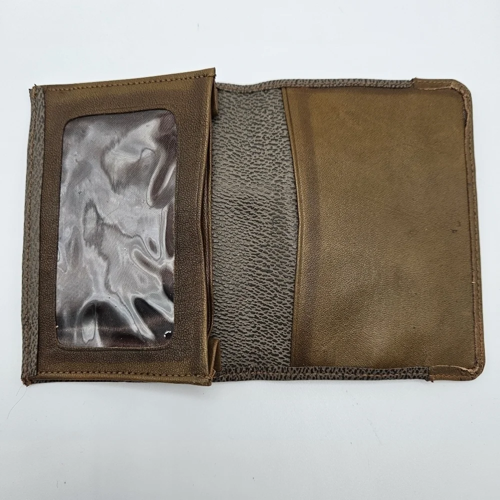 VINTAGE Pierre Cardin Pebbled Brown Leather Slim Card Holder Wallet